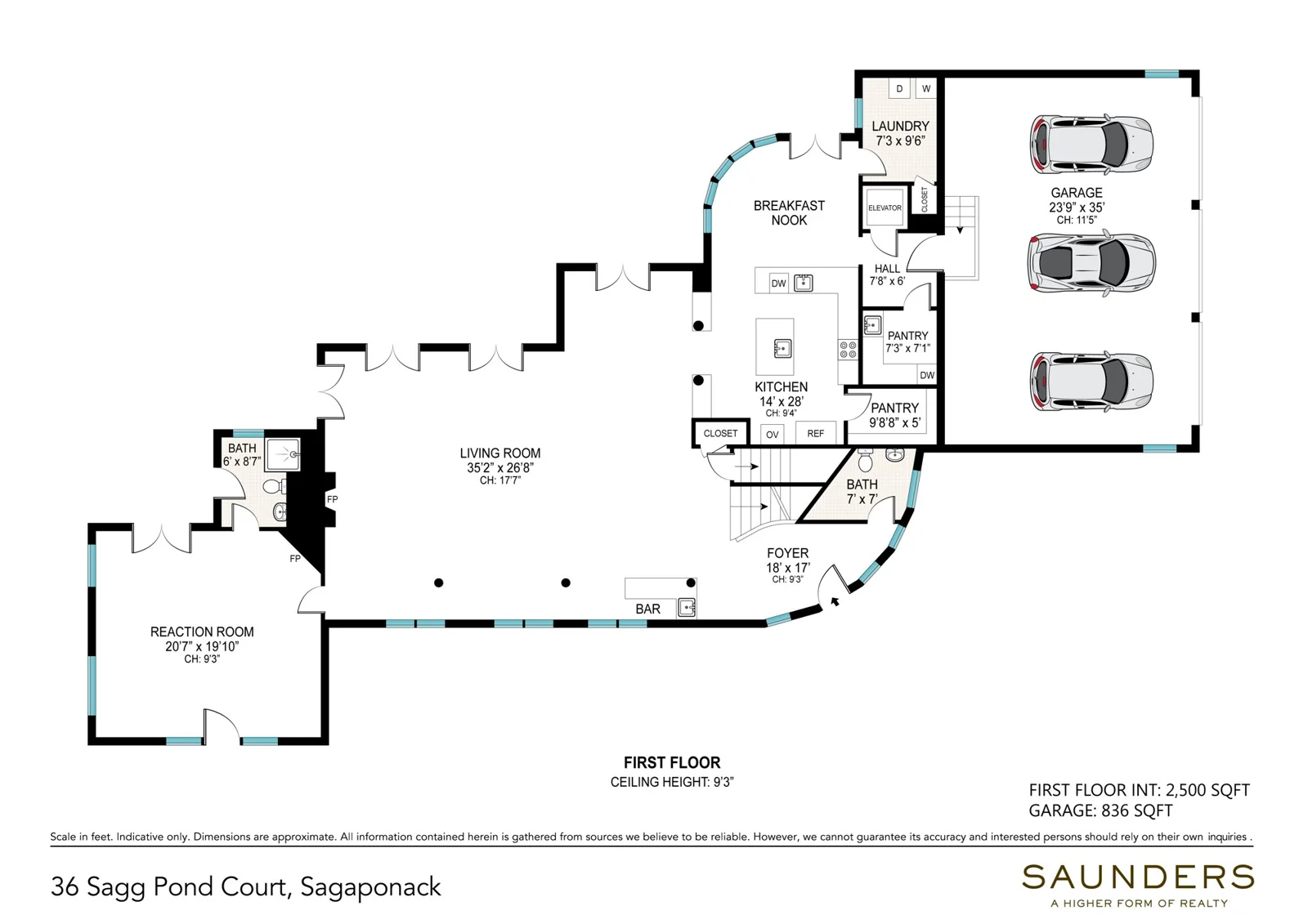 First floor plan of 36 Sagg Pond Court